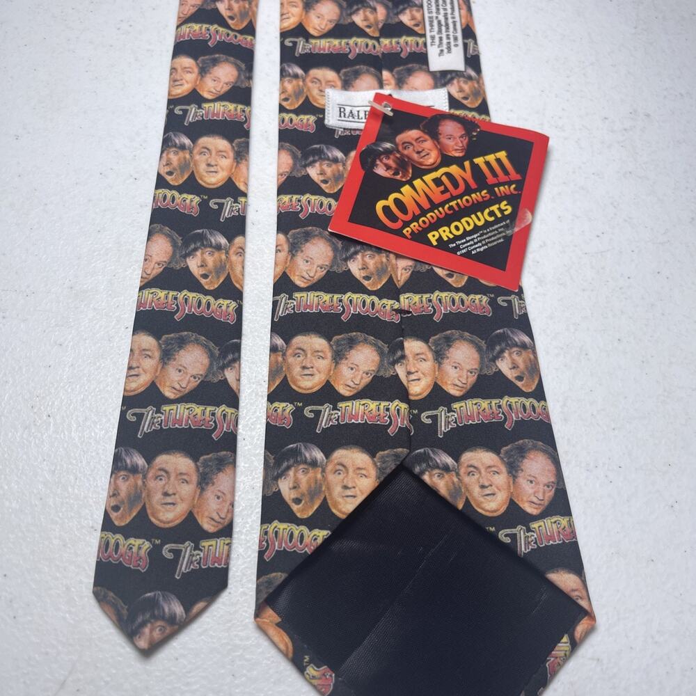 NWT - 1997 Ralph Marlin The Three Stooges Heads Comedy III Productions Tie